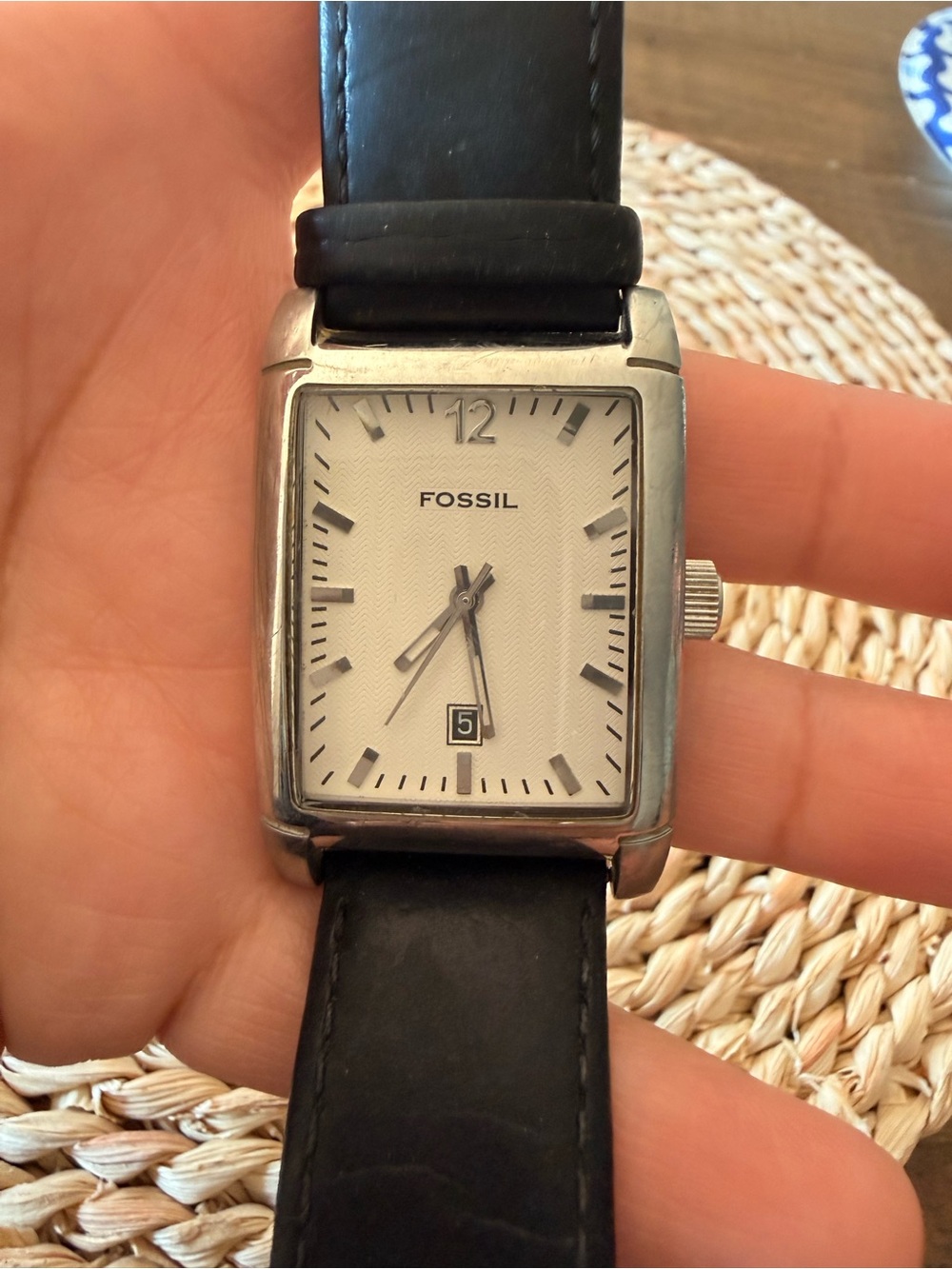 Men’s Fossil Watch with Black Leather Straps